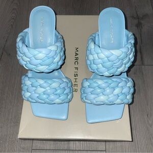 Marc Fisher Light Blue Padded Sandal Heel
